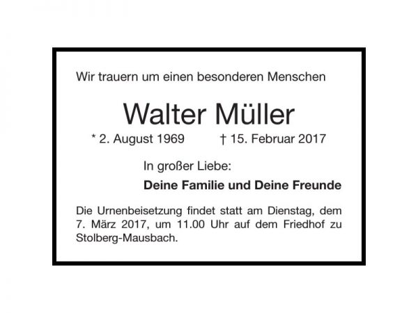 Danke lieber Walter Müller